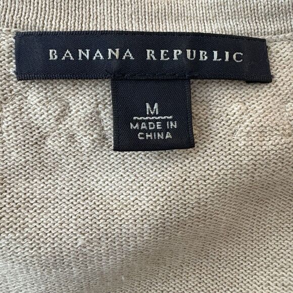 Banana Republic Crochet Knit Trim Oatmeal Heather Cropped Cardigan Sweater Med - Picture 5 of 6